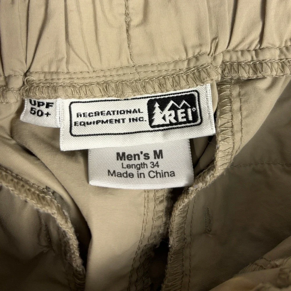 REI Sahara Convertible Hiking Pants Zip Off UPF 50 Mens M 34 Tan Cargo